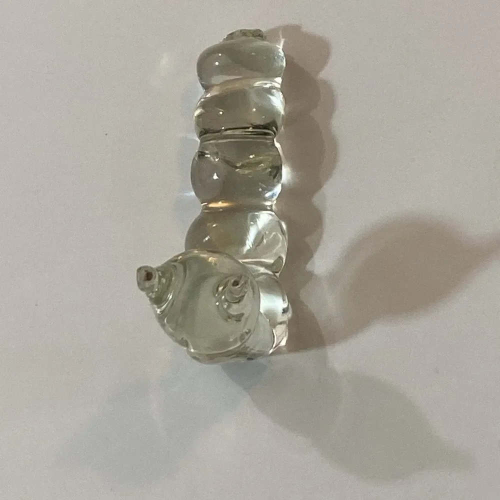 VTG, Hand Sculpted Clear Glass Cristal Caterpillar Figurine Reptile Decor-Clear